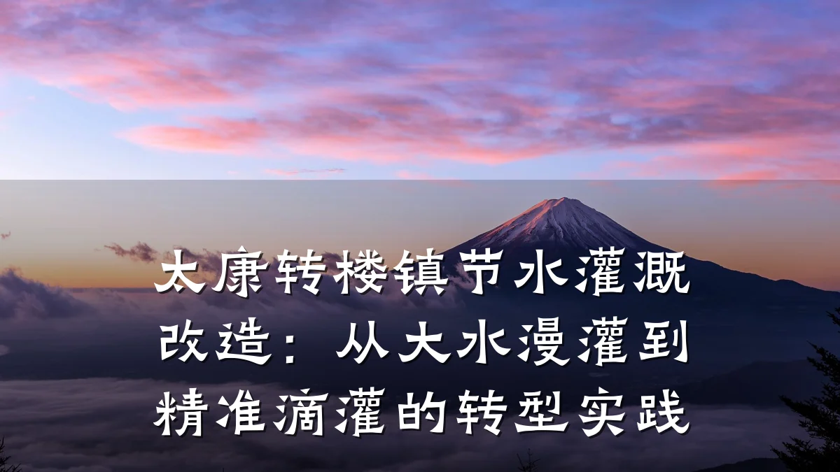 太康转楼镇节水灌溉改造:从大水漫灌到精准滴灌的转型实践